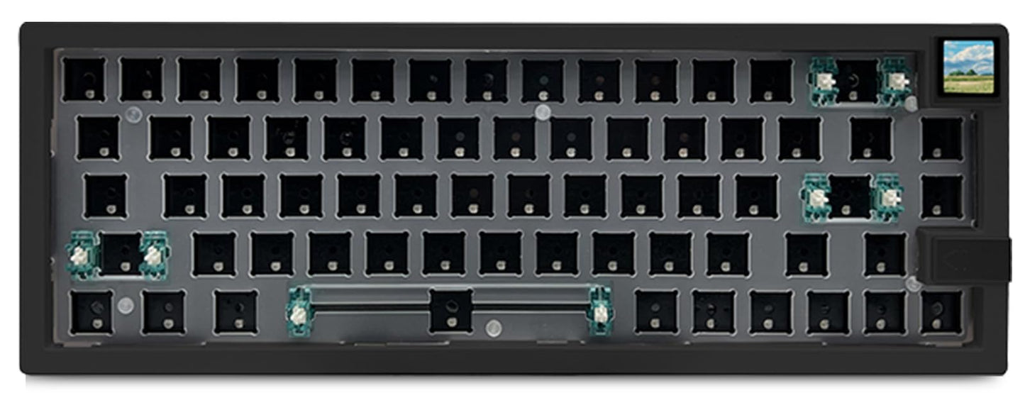 ZMX GMK67S Keyboard Barebones Kit,65% Gasket Mount Hot Swap PCB Tri-Mode BT5.0/2.4G/Type-C Wireless Mechanical Keyboard with TFT-LCD Screen VIA Programmable Custom RGB Gaming Keybaord DIY Kit (Black)