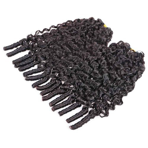 Micro Pre Looped Crochet Human Hair Extensions 16 Inch 60g Burmese Curly Human Feather-Line Invisible Crochet Hair Pre Separated Knotless Crochet Human Hair For Braiding Twist