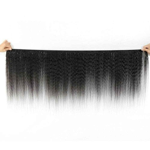 Yaki Straight Bundles Human Hair 26 28 30 Inch Kinky Straight Bundles #1B Natural Black Unprocessed Brazilian Virgin Weave Hair 3 Bundle 50 Gram Per Bundle