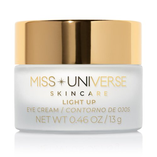 Miss Universe Skincare Light Up Eye Cream .46 oz, Firming Under Eye Cream for Dark Circles and Puffiness, Under Eye Brightener Face Cream for Women, Facial Skin Care Product with Hyaluronic Acid