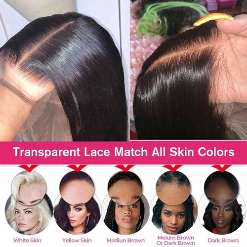 Yuyongtai Lace Front Wigs Human Hair 22 Inch Straight 13x4 HD Transparent Lace Frontal Wigs Pre Plucked With Baby Hair 180% Density Brazilian Virgin Hair Wigs