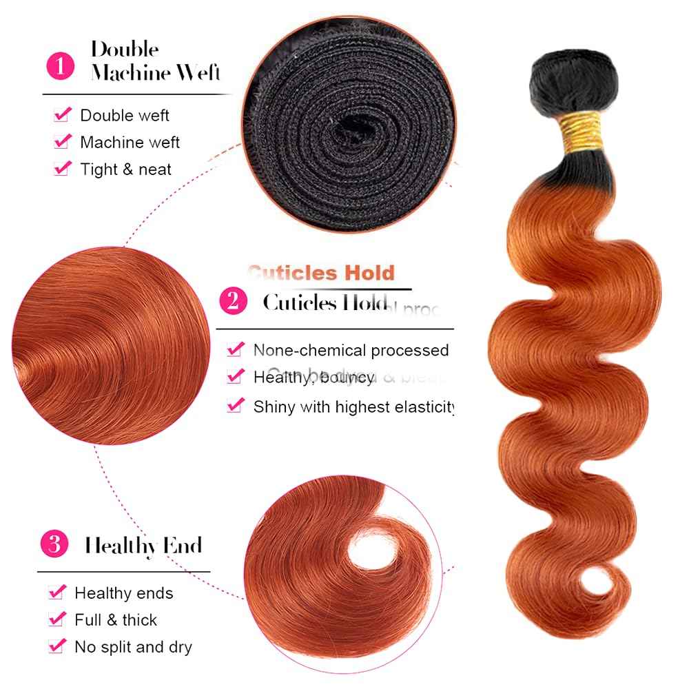 28 30 32 inch Ombre Human Hair Bundles 350 Body Wave Bundle Ombre Bundles Human Hair CnumGunm Ginger Body Wave Bundle 300g