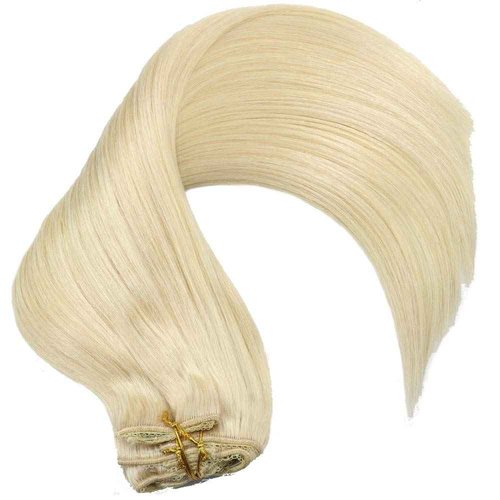 Eufficco Real Human Hair Lace Clip In Hair Extensions Thick Ends 20inch 120g Color Bleach Blonde #60 Remy Hair Extensions