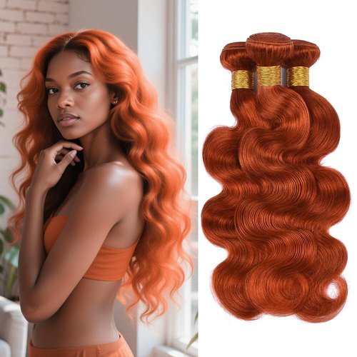 Biliisyff Ginger Bundles Color 350 Orange Body Wave Human Hair Bundle Ginger Orange 18 20 22 Inch Peruvian unprocessed Virgin Remy Hair Extensions Body Wave