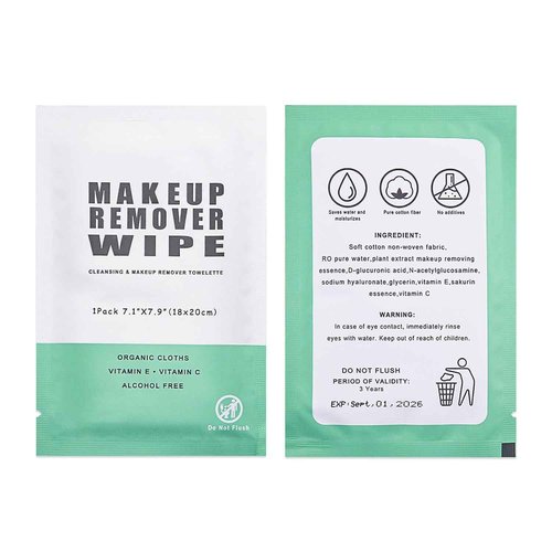 500 pcs Makeup Remover Wipes Individually Wrapped Makeup Wipes Bulk Face Cleansing Wipes, Individual Wet Wipes, Travel Towelette Makeup Remover Cloth for Face Cleansing Skin Care Remove Makeup