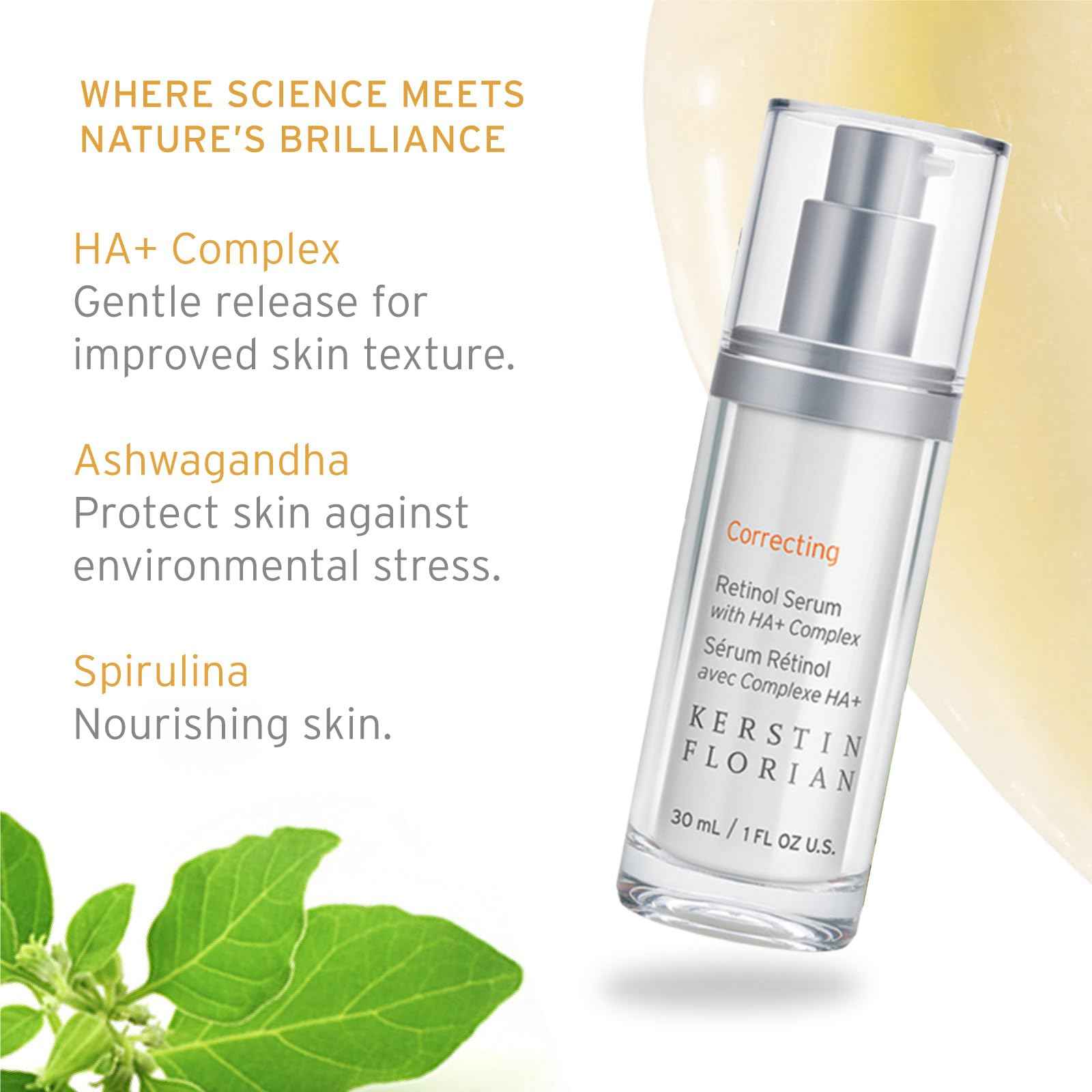 Kerstin Florian Retinol Serum with Hyaluronic Acid | Anti-Aging Hydrating Face Treatment | Reduces Fine Lines & Wrinkles | 1 fl oz