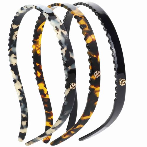 KOVOLITU 3 Pack Eyewear Headbands,No Headache Non Slip Hair Bands Fashion Thin Headbands for Womens Sisters Girls Gifts(Black,Tortoise,Amber)