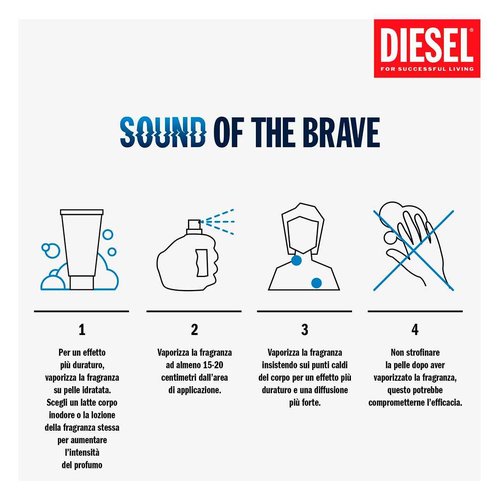 Diesel Sound of the Brave Eau de Toilette Spray Cologne for Men - Bison Grass Accord, Amber Woods & Juniper Essence, 4.2 Fl Oz