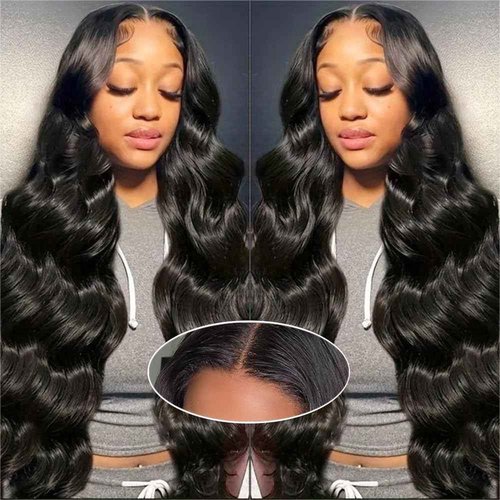 denacfi Glueless Wigs Human Hair Pre Plucked Pre Cut 5x5 Body Wave Lace Closure Wigs Human hair 250 Density Colsure Wigs for Women Ready to Wear Wig 18 Inch