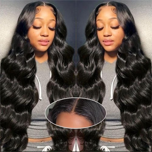 denacfi Glueless Wigs Human Hair Pre Plucked Pre Cut 5x5 Body Wave Lace Closure Wigs Human hair 250 Density Colsure Wigs for Women Ready to Wear Wig 14 Inch