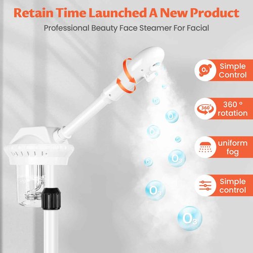 Retain time Facial Steamer Clean Skin Firming Pores and Height-Adjustable with timed Cycles Moisturizing Suitable for a Beauty, Spa, at Home