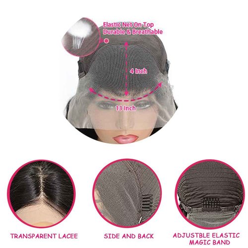 LHHUR 13x4 Lace Front Wigs Human Hair Pre Plucked with Baby Hair 220% Density 24inch HD Transparent Straight Lace Front Wigs Human Pre Plucked For Black Women Frontal Wigs Human Hair