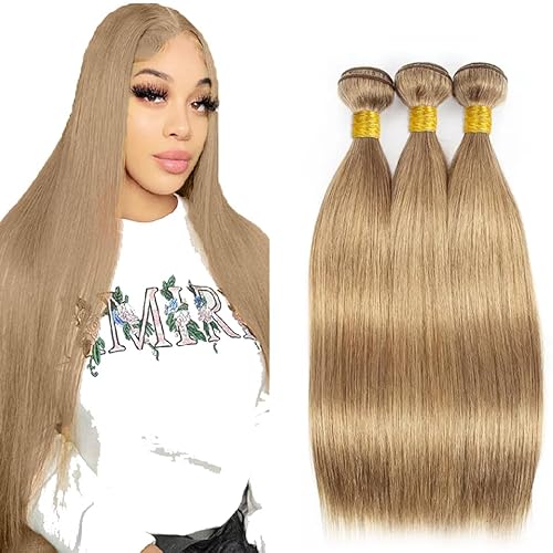 #22 Blonde Bundles Human Hair Straight Bundles 28 30 32 Inch Unprocessed Brazilian Virgin Hair Ash Blonde Straight 3 Bundle Human Hair Extensions 50 Gram Per Bundle