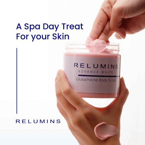 Relumins Premium Summer Body Scrub with Glutathione, Rosehip & Sea Salt – Hydrating Exfoliating Scrub for Smooth, Radiant, Beach-Ready Skin – Gentle Moisturizing Formula – 400ml
