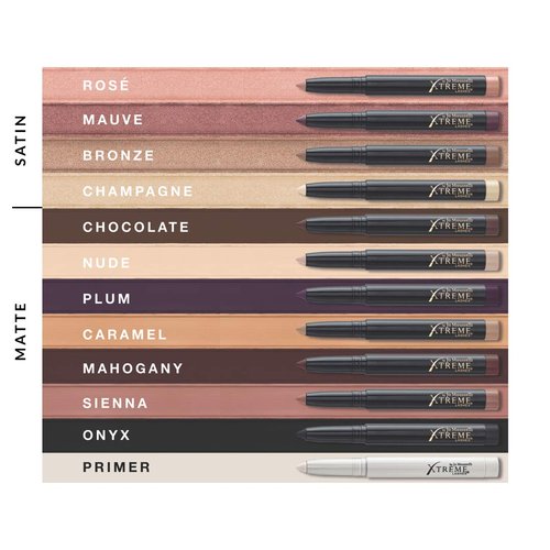 Xtreme Lashes Glideshadow Long Lasting Eyeshadow Stick Smokey Mattes Quad Collection, Onyx, Chocolate, Sienna, Nude, Lightweight Cream to Powder Makeup, No Fallout, Lash Extension Safe