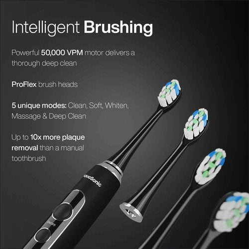 AquaSonic Home Dental Center PRO – Brushing & Flossing Made Easy – Brush & Floss – Power Toothbrush & Water Flosser – Whiter Teeth & Healthier Gums – Black Series Pro+Oral Irrigator