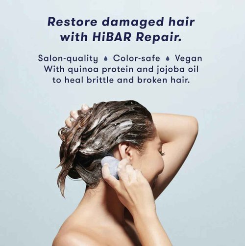 HiBAR - Repair Shampoo & Conditioner Set - For Damaged, Broken, Brittle Hair - Restore & Nourish - Quinoa Protein & Jojoba Oil - Plastic, Soap, Paraben & Sulfate-Free -Color Safe & Vegan -2 Solid Bars