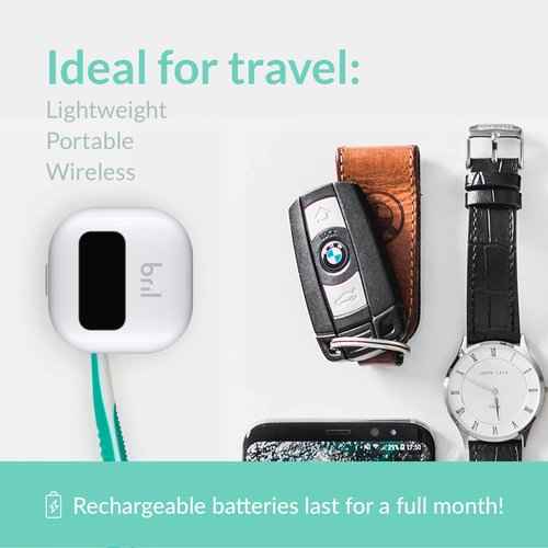 Bril UV-C Toothbrush Cleaner, Portable Cover, Magnetic Holder, and Travel Case for Any Size Toothbrush, White, Black (3 Pack)