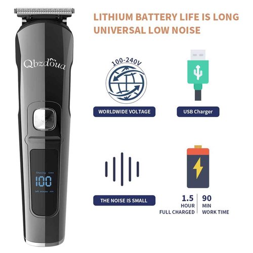 QBZDOUA Mens Hair Clipper Beard Trimmer Cordless Mens Grooming Kit Trimmer for Beard Head Face and Body Waterproof IPX7 LED Power Display
