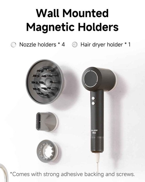 PLUZZ Professional Hair Dryer with Diffuser for Curly Hair, 400M Negative Ionic Blow Dryer for Fast Drying, 120,000 RPM High-Speed Brushless Motor, Low Noise Lightweight, Travel-Friendly (Silver)