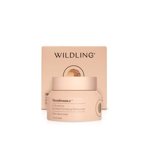 WILDLING Moonbounce 2% Bioretinol Plumping Moisturizer I Rock Samphire, Irish Sea Moss, Marshmallow Root, Moonstone I Hydrates, Boosts Elasticity, Firms I 99.5% Natural, Vegan, Cruelty Free (1.7fl oz)