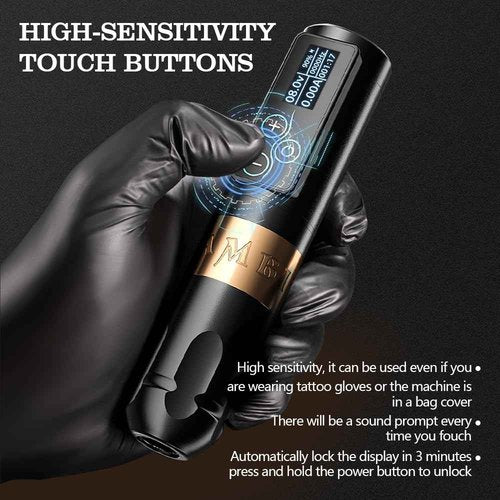 Ambition Vibe Tattoo Machine Rotary Cartridge Battery Pen with Extra 2400mAh Touch Buttons LED Digital Display Wireless Power Brushless Motor Equipment Supply for Professional Artists and Beginners