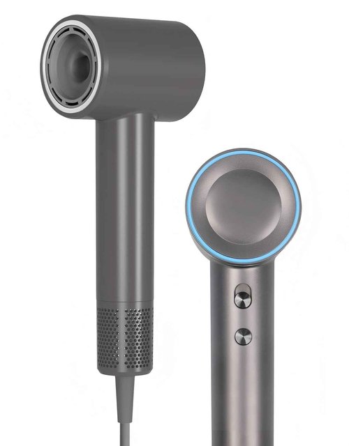 Ionic Hair Dryer with High Speed Brushless Motor, 110000 RPM Fast Drying, Hair Dryer is Suitable for Women, Men, and Kids, Low Noise, Travel Compact Blow Dryer, Storm Grey