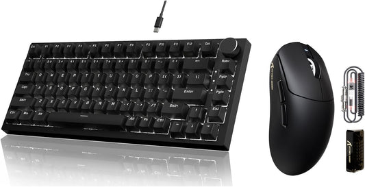 Attack Shark ajazz AK820 Mechanical Gaming Keyboard and X8 PRO Wireless Gaming Mouse-Black