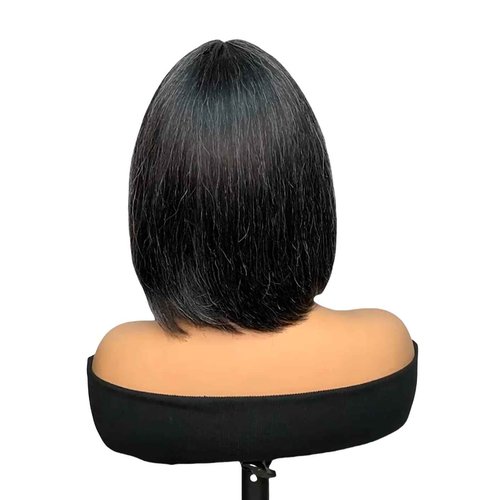 Sparktrail Grey Bob Wig Human Hair – 10 Inch Salt and Pepper Wigs for Black Women with Bangs, Glueless Non Lace Short Straight Silver Wig, Ready to Wear Natural Look with Breathable Cap