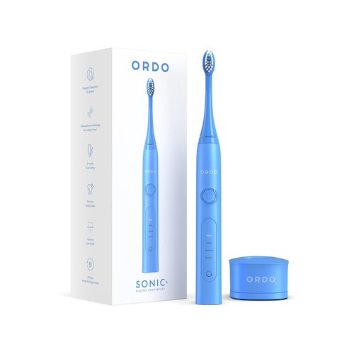 Ordo Sonic+ Electric Toothbrush for Adults, Advanced Smart Tech, 4 Brushing Modes, Fast Rechargeable, Sonic Toothbrushes Over 4 Weeks Battery Life, Silicone Polishing Element, USB Charger, Arctic Blue