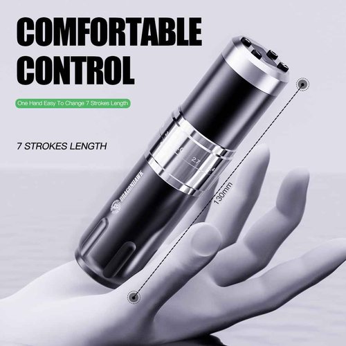 Dragonhawk Wireless Tattoo Gun Machine 2 Batteries 1500mAh 7 Strokes Length 2.4mm - 4.2mm for Beginners