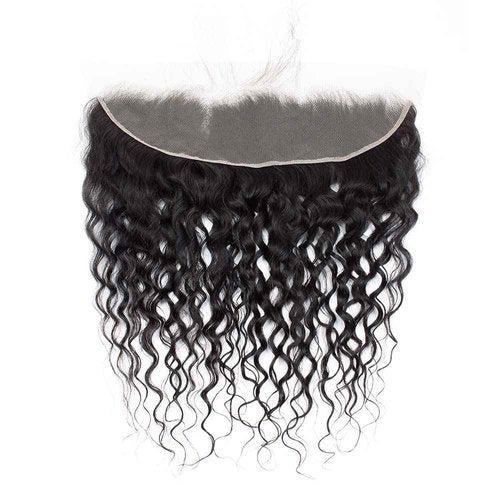 Kapelli Hair 13x4 Lace Frontal Closure Water Wave Regular HD Lace, 200% Density, 100% Brazilian Virgin Human Hair Ear to Ear HD Lace Frontal Pre Plucked with Baby Hair Natural Black Color 20 Inch