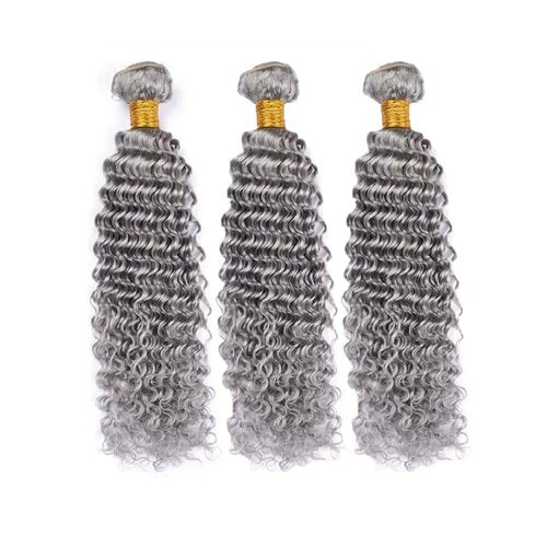 30 32 34 inch Grey Bundles Human Hair Grey Bundles Silver Deep Wave Bundle Silver Human Hair Bundle 300g