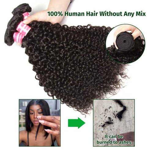 UNICE Human Hair Bundles Curly 8 10 12 inch 100% Unprocessed Malaysian Virgin Weave 3 Bundle Real Natural Black Human Hair Extensions 1B Natural Black Color for Women