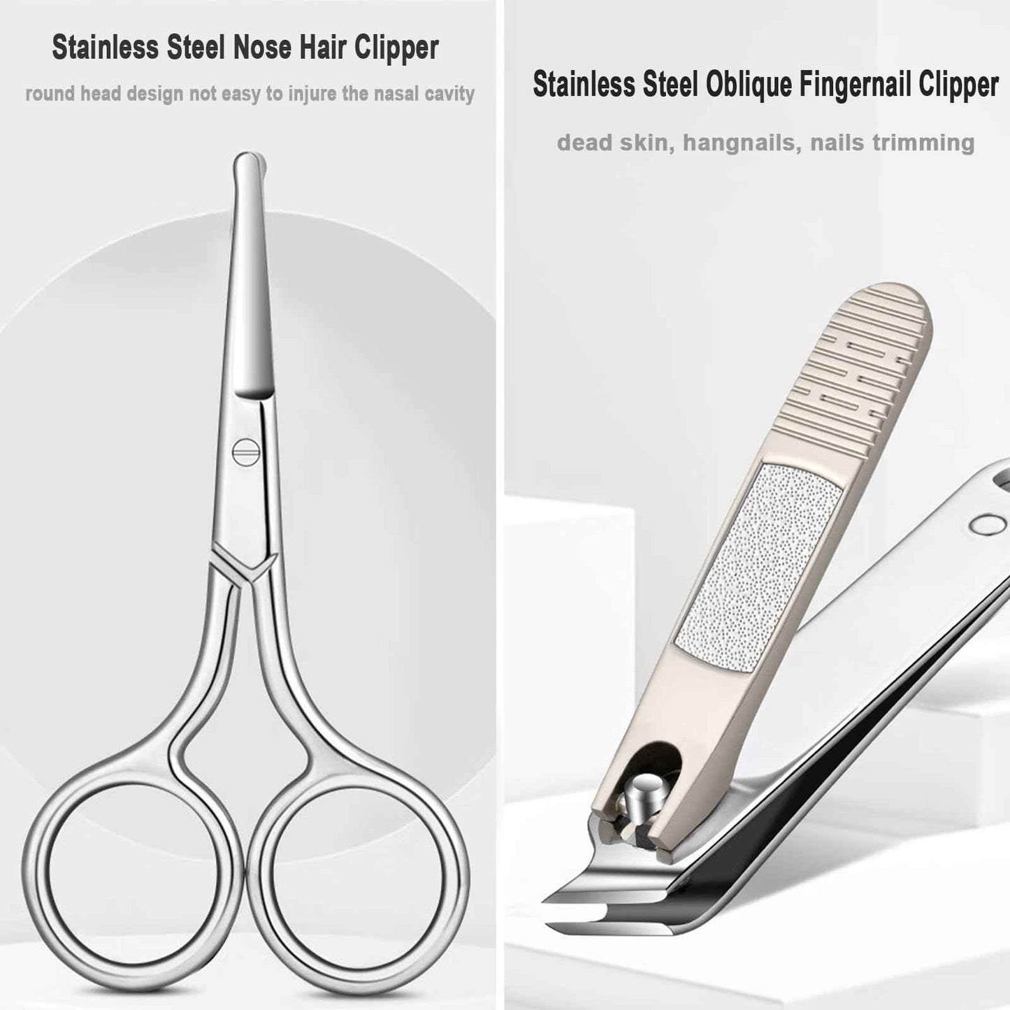 KT-GARY Manicure Set,Professional Nail Care Manicure Pedicure Kit,11 in 1 Stainless Steel Nail Clipper Set Grooming Tool with Exquisite Leather Travel Case for Men&Women