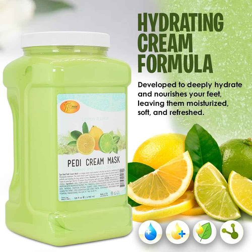 SPA REDI - Body and Foot Cream Mask, Lemon, 128 Oz - Pedicure Massage for Tired Feet and Body, Hydrating, Fresh Skin - Infused with Hyaluronic Acid, Amino Acids, Panthenol, Comfrey Extract