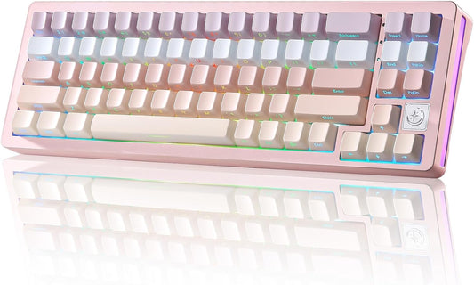 YUNZII AL71 75% Mechanical Keyboard,Full Aluminum CNC,Hot Swappable Gasket,2.4GHz Wireless BT5.0/USB-C Wired,NKRO Programmable RGB Backlight Creamy Typing for Win/Mac(Black,Crystal White Switch)