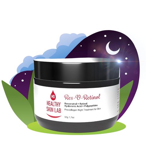Healthy Skin Lab Res-V-Retinol Resveratrol Face Night Cream, Anti-Aging Neck & Décolleté Moisturizer With Retinol, Hyaluronic Acid, Polypeptides, Hydrates & Brightening, 1.7oz
