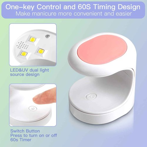 Madenia Professional Nail Drill Machine for Acrylic Nails and 16W Mini UV LED Nail Lamp, Pink