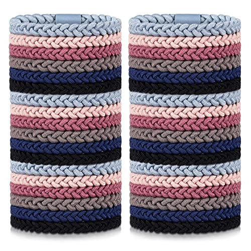 Xinnun 48 Pcs Braided Hair Ties Elastic Ponytail Holders Accessories Hair Ties Soft Rubber Bands for Women and Girls Christmas Gift, Bright Colors