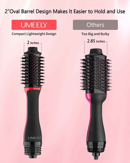 Umeely Plus 2.0 Hair Dryer Brush Blow Dryer Brush in One, 2'' Oval Brush Head Hot Air Brush Styler & Volumizer with Ionic Technology, NTC Smart Temp Control for Smooth, Frizz-Free, Shiny Hair