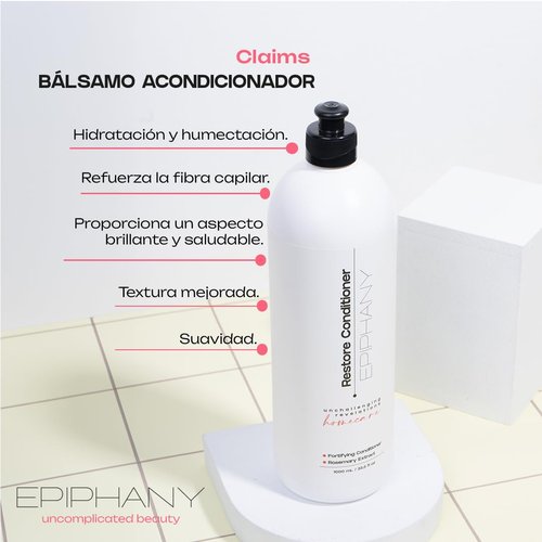 Epiphany Restore Conditioner – Natural Hair Strengthening & Hydrating Formula with Rosemary, Argan, Aloe & Açaí – Fights Breakage, Frizz & Dandruff – Color-Safe, Sulfate-Free