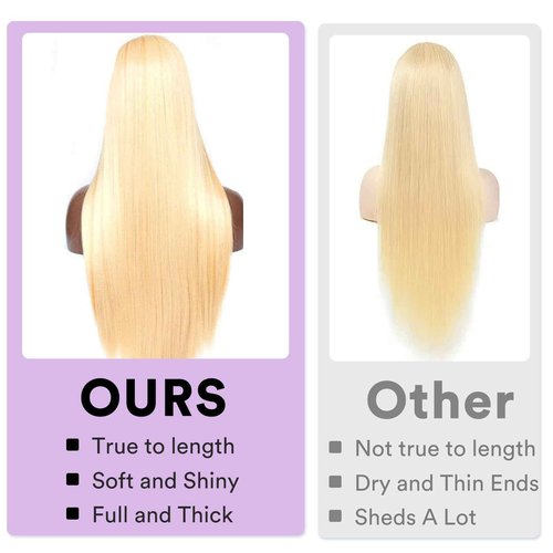 SIYUSI 30Inch 613 Lace Front Wig Human Hair,5x5 HD Transparent Lace, 200% Density Straight Brazilian Blonde Wig, Pre-Plucked with Baby Hair