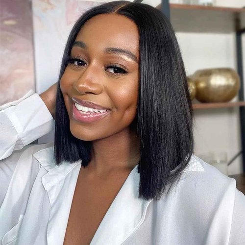 ISEE Hair M Cap 9x6 Bob Wig Human Hair Glueless Wigs Pre Plucked Pre Cut HD Lace Front Glueless Wigs Human Hair 180% Density Short Straight Bob Wigs for Black Women 12 inch