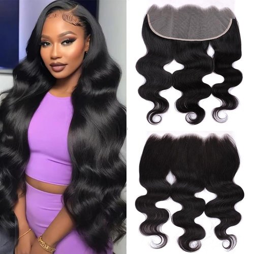 MSGEM 13x6 Lace Frontal Body Wave HD Transparent Frontal Ear to Ear 13x6 Lace Frontal Closure With Baby Hair Free Part 100% Virgin Human Hair Closure Natural Hairline 150% Density 18inch