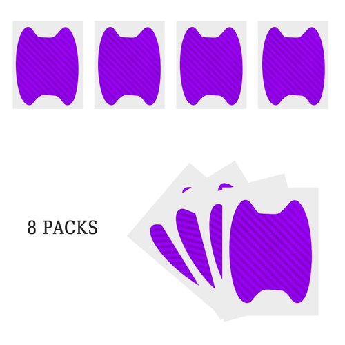 8PCS Car Door Handle Sticker, Carbon Fiber Anti-Scratches Car Door Cup Protector, Non-Marking Auto Door Handle Protective Film, Self-Adhesive Door Side Paint Protector for All Cars (Purple/8PCS)