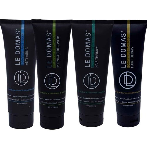 LE DOMAS Botanical Hair & Body Care Set – Hydrating Face Wash, Midnight Skincare Body Wash, Hair Growth Shampoo and Conditioner, Sulfate Free Formula with Natural Ingredients for All Hair & Skin Types
