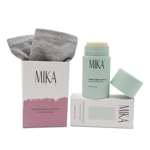 Mika Vie Foot Balm & Foot Socks | Moisturizer for Dry Cracked Feet, Urea Cream & Feet Moisturizer, It Softens & Exfoliates Skin