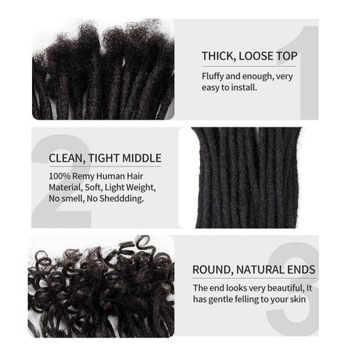 FAMILOCS Loose Curly Ends Human Hair Dreadlocks Extensions 0.4cm-0.8cm Width 8-16 Inch 100% Human Hair Handmade Loc Extensions with Needle and Comb (10 Inch 20 Strands, 0.4cm Width, Natural Black)