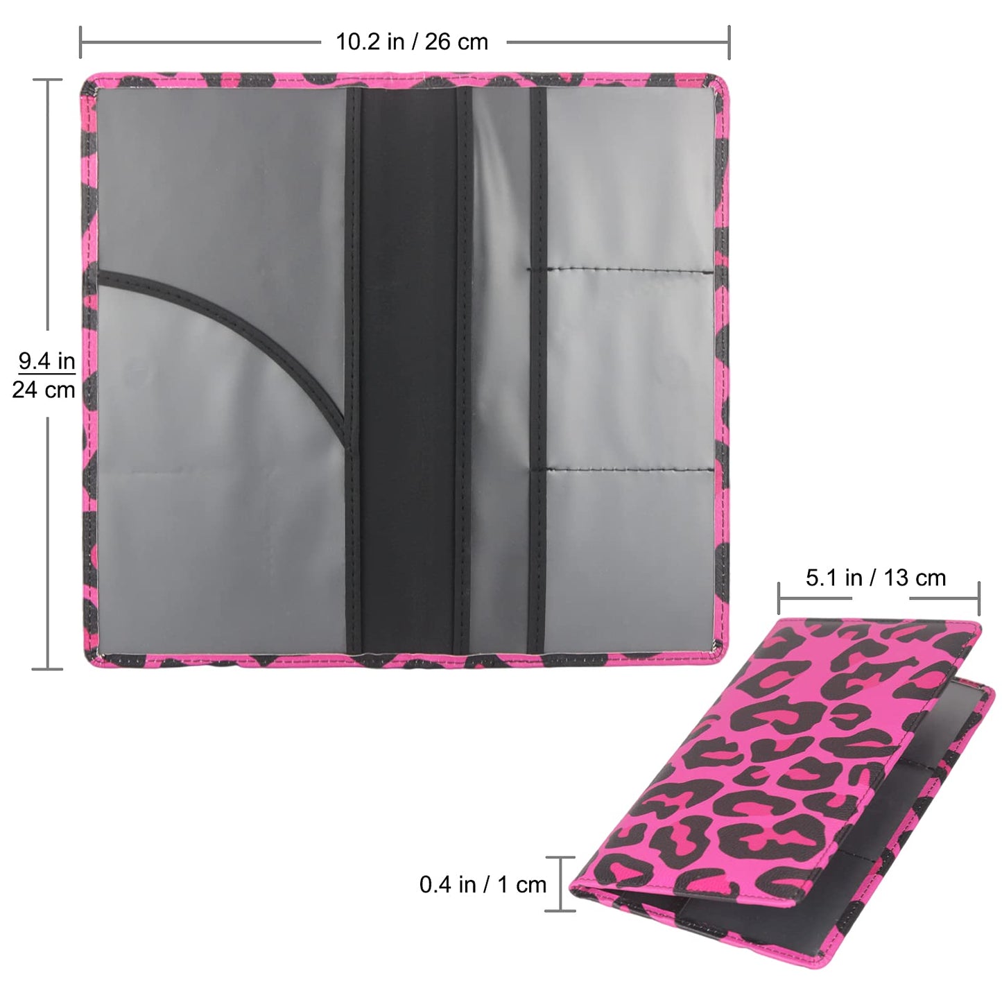 LumiMokki Premium Car Registration & Insurance Card Holder with Magnetic Shut, Vehicle Glove Box Car Organizer - For Documents, Cards, License (Leopard B)